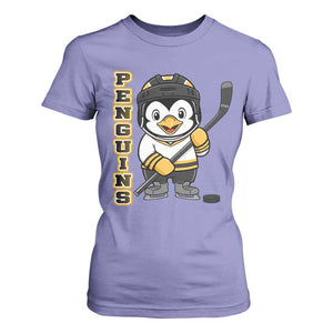 Funny Penguin Playing Ice Hockey T Shirt For Women Gift For Kids TS12 Violet Print Your Wear
