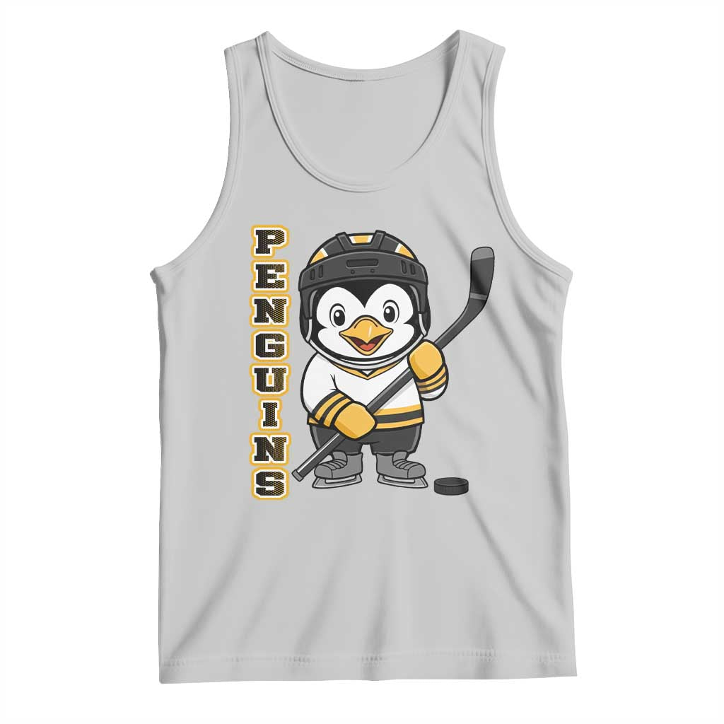 Funny Penguin Playing Ice Hockey Tank Top Gift For Kids TS12 Ash Print Your Wear