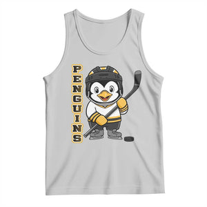 Funny Penguin Playing Ice Hockey Tank Top Gift For Kids TS12 Ash Print Your Wear