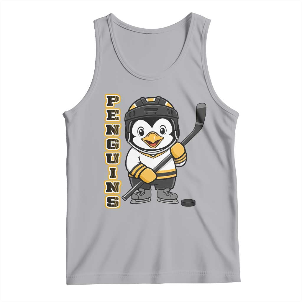 Funny Penguin Playing Ice Hockey Tank Top Gift For Kids TS12 Athletic Heather Print Your Wear
