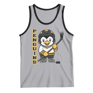 Funny Penguin Playing Ice Hockey Tank Top Gift For Kids TS12 Athletic Heather Black Print Your Wear