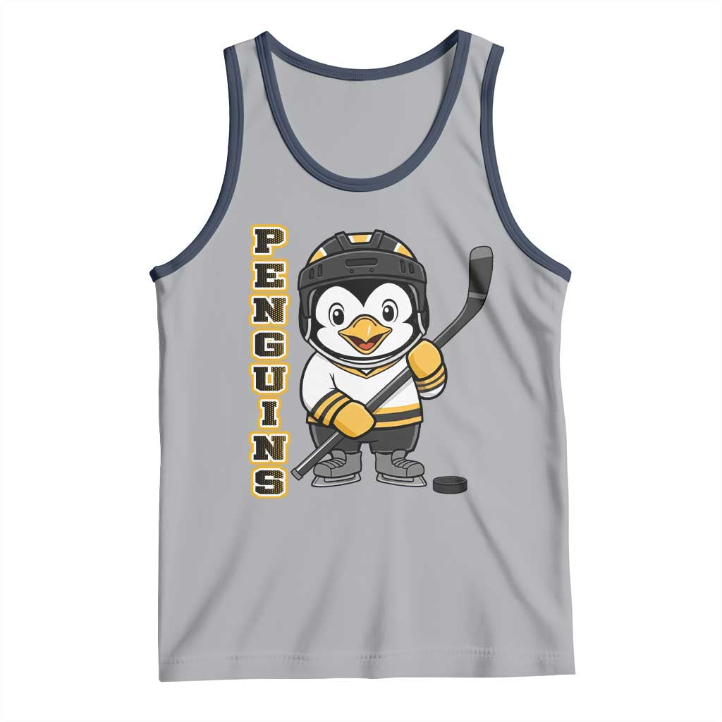 Funny Penguin Playing Ice Hockey Tank Top Gift For Kids TS12 Athletic Heather Navy Print Your Wear