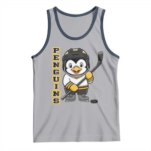 Funny Penguin Playing Ice Hockey Tank Top Gift For Kids TS12 Athletic Heather Navy Print Your Wear