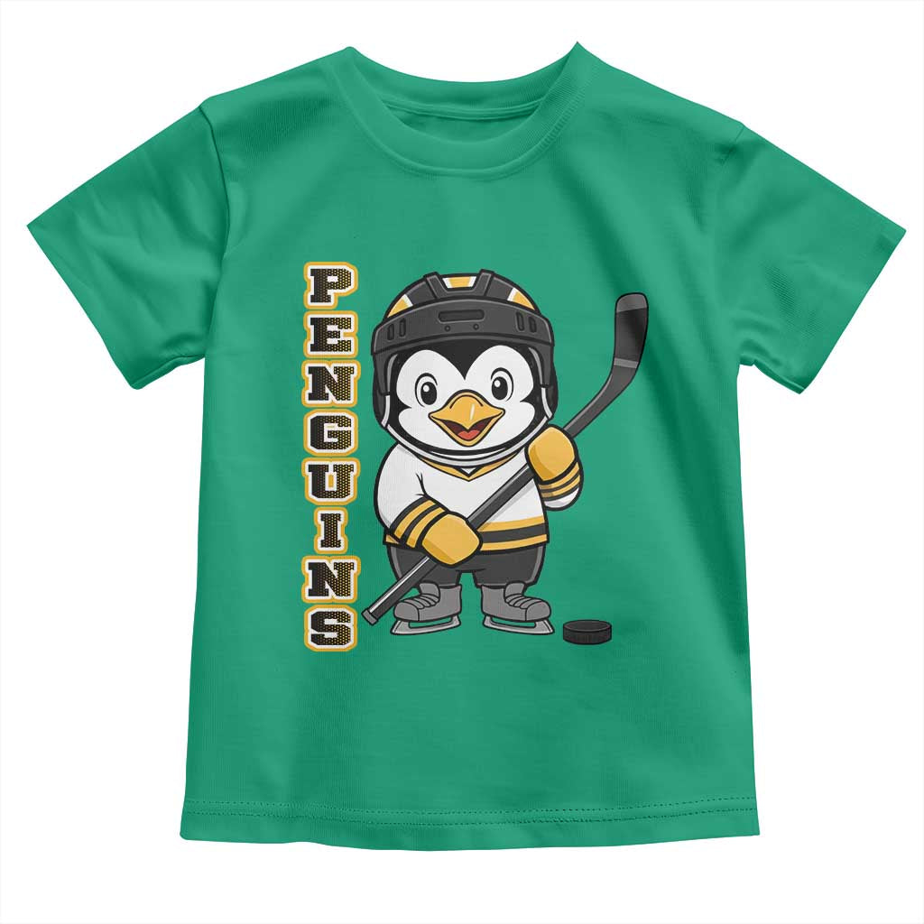 Funny Penguin Playing Ice Hockey Toddler T Shirt Gift For Kids TS12 Irish Green Print Your Wear