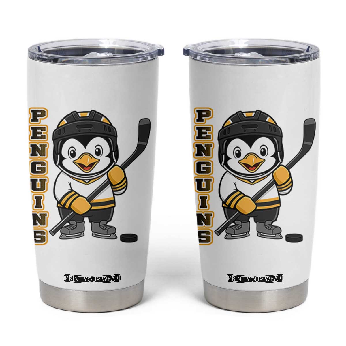 Funny Penguin Playing Ice Hockey Tumbler Cup Gift For Kids TS12 White Print Your Wear