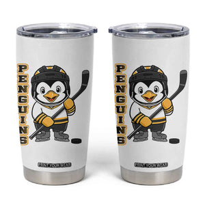 Funny Penguin Playing Ice Hockey Tumbler Cup Gift For Kids TS12 White Print Your Wear