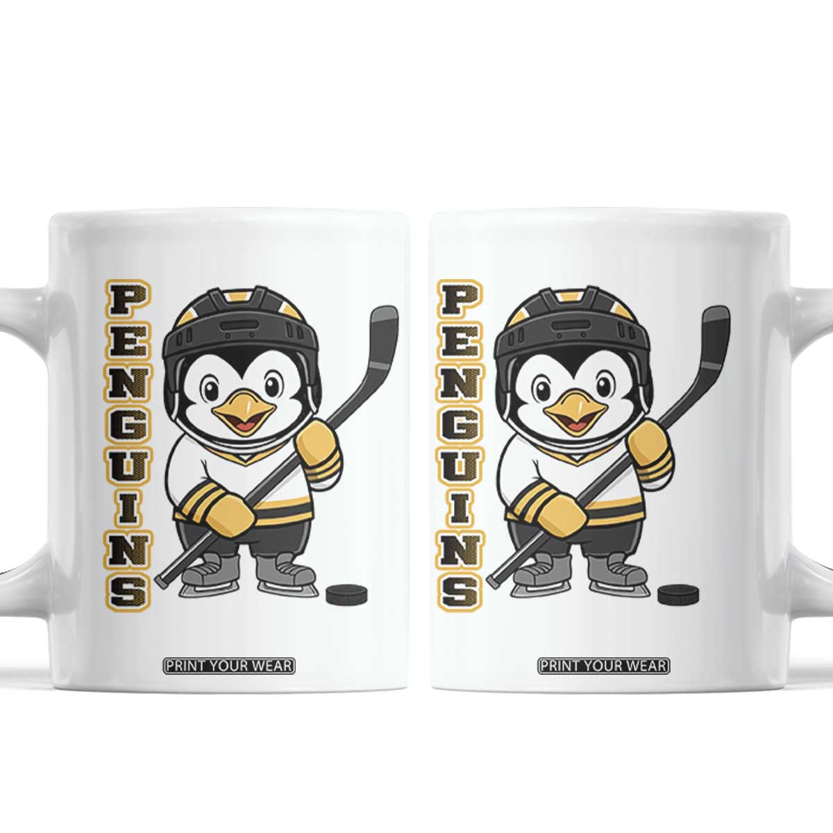 Funny Penguin Playing Ice Hockey Coffee Mug Gift For Kids TS12 White Print Your Wear