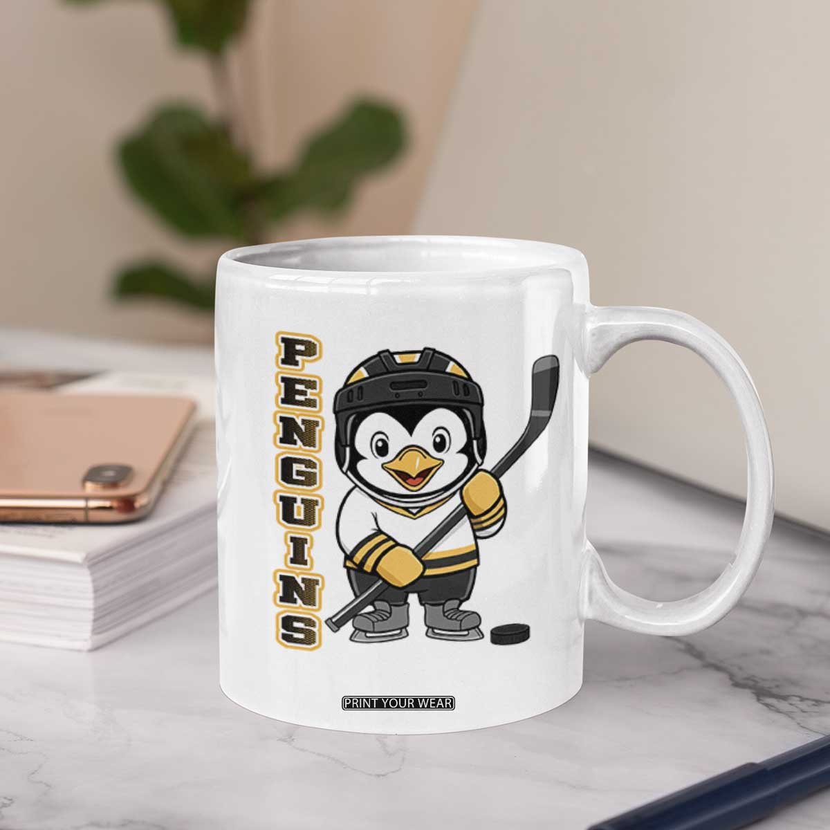 Funny Penguin Playing Ice Hockey Coffee Mug Gift For Kids TS12 Print Your Wear
