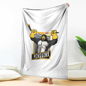 Funny Ice Hockey Player Gift Throw Blanket Penguin Power TS12 Print Your Wear