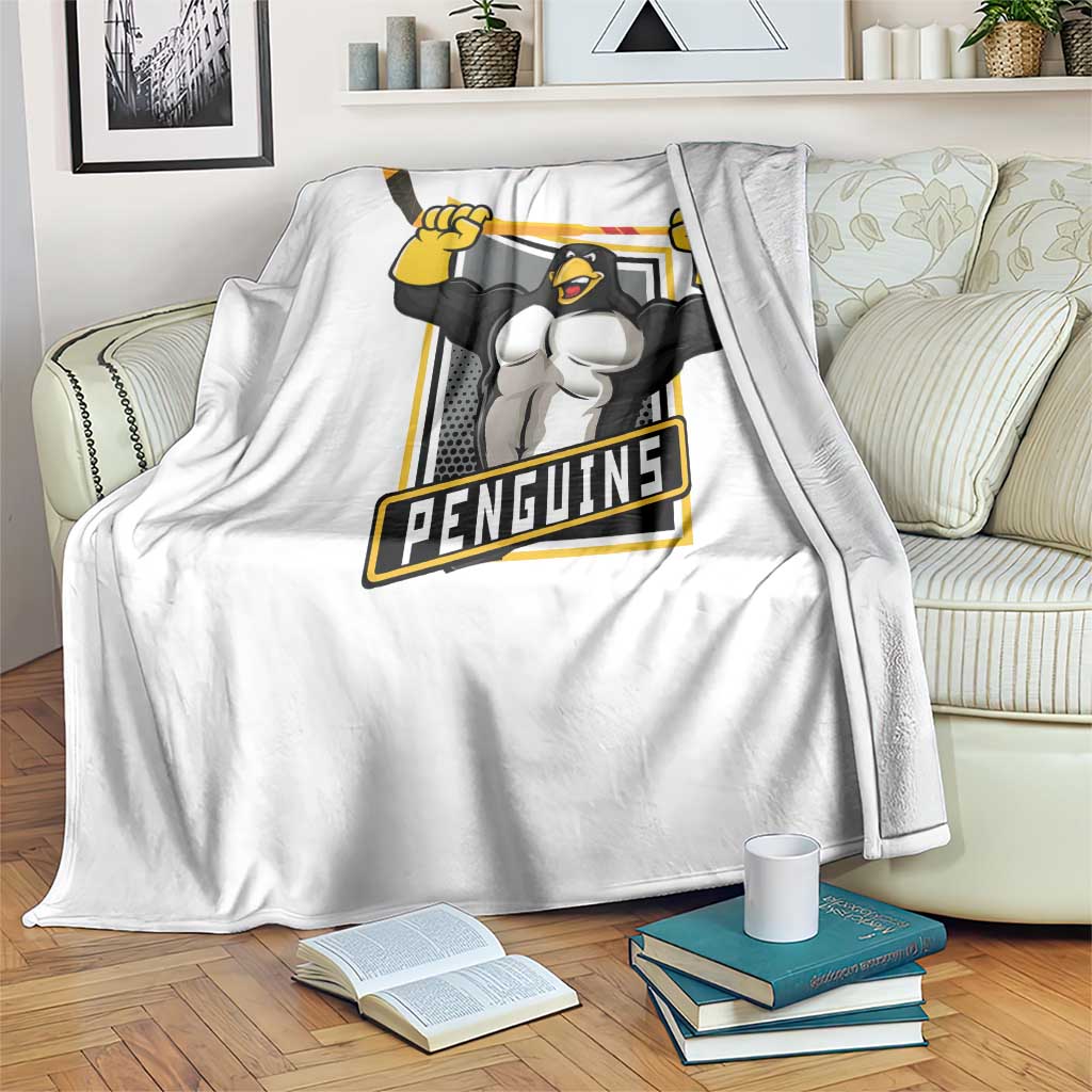 Funny Ice Hockey Player Gift Throw Blanket Penguin Power TS12 Print Your Wear