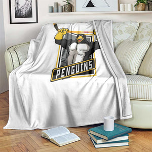 Funny Ice Hockey Player Gift Throw Blanket Penguin Power TS12 Print Your Wear