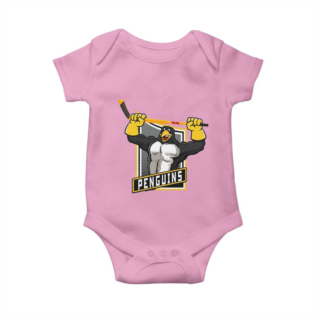 Funny Ice Hockey Player Gift Baby Onesie Penguin Power TS12 Light Pink Print Your Wear