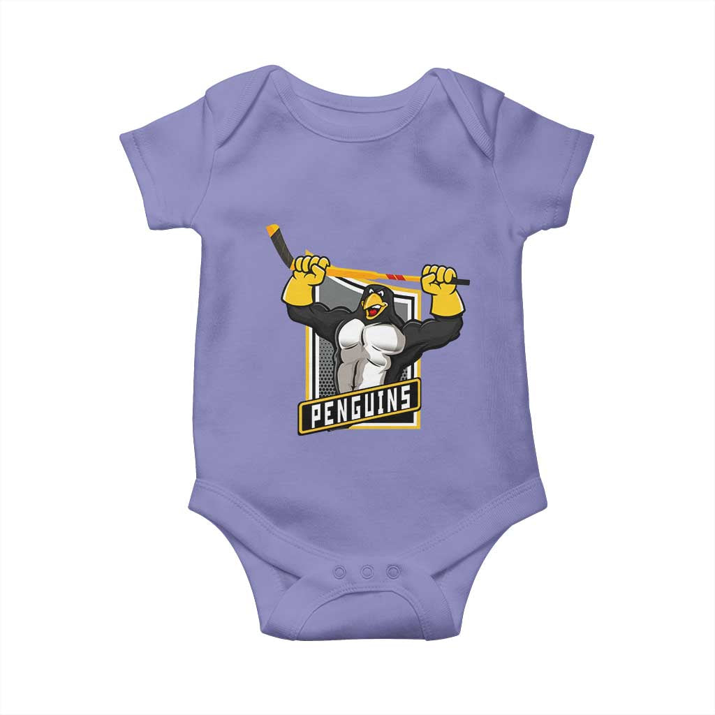 Funny Ice Hockey Player Gift Baby Onesie Penguin Power TS12 Violet Print Your Wear