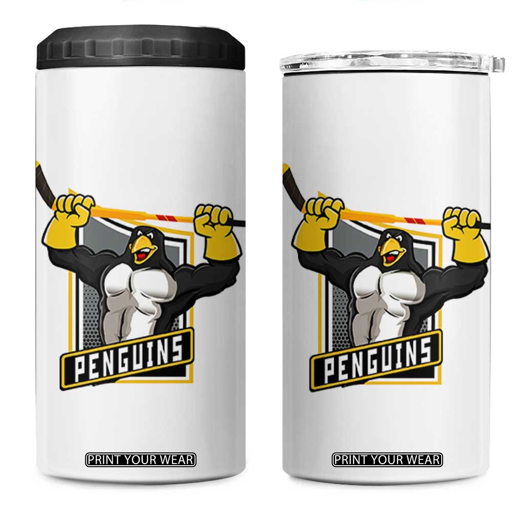 Funny Ice Hockey Player Gift 4 in 1 Can Cooler Tumbler Penguin Power TS12 One Size: 16 oz White Print Your Wear