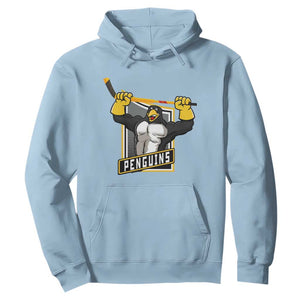 Funny Ice Hockey Player Gift Hoodie Penguin Power TS12 Light Blue Print Your Wear