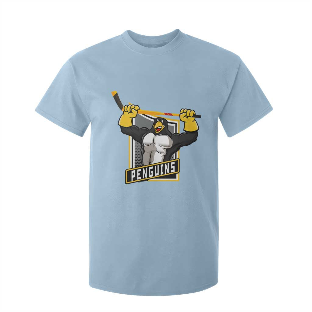 Funny Ice Hockey Player Gift T Shirt For Kid Penguin Power TS12 Light Blue Print Your Wear