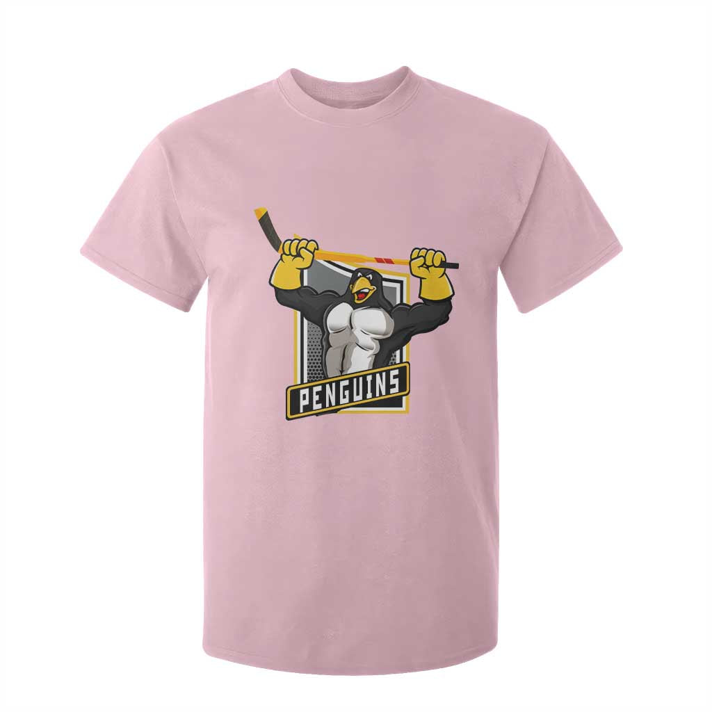 Funny Ice Hockey Player Gift T Shirt For Kid Penguin Power TS12 Light Pink Print Your Wear