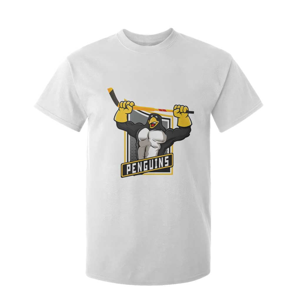 Funny Ice Hockey Player Gift T Shirt For Kid Penguin Power TS12 White Print Your Wear
