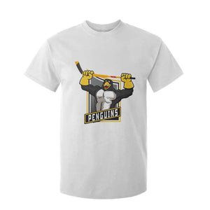 Funny Ice Hockey Player Gift T Shirt For Kid Penguin Power TS12 White Print Your Wear