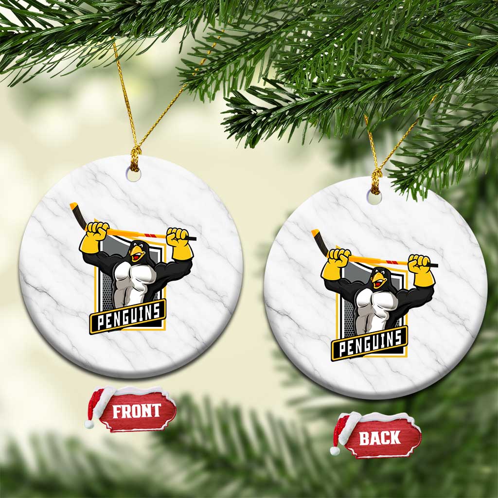 Funny Ice Hockey Player Gift Ceramic Ornament Penguin Power TS12 1pc White Marble Print Your Wear