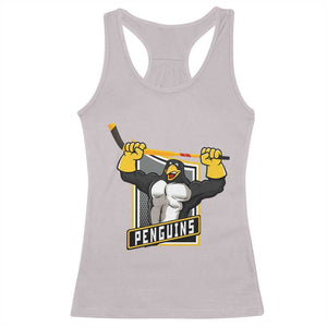 Funny Ice Hockey Player Gift Racerback Tank Top Penguin Power TS12 Ice Gray Print Your Wear