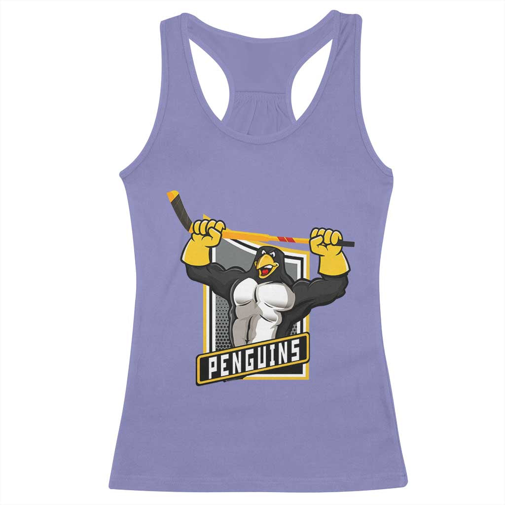 Funny Ice Hockey Player Gift Racerback Tank Top Penguin Power TS12 Violet Print Your Wear
