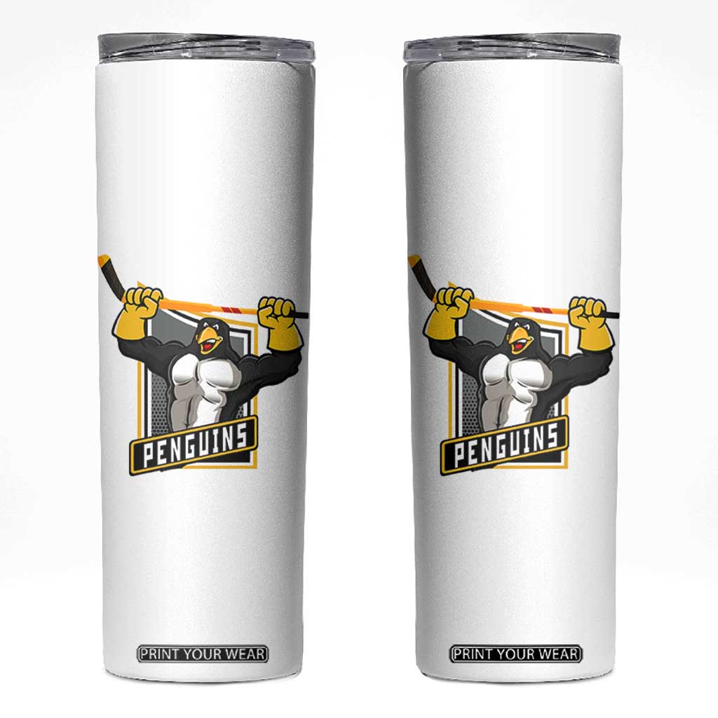Funny Ice Hockey Player Gift Skinny Tumbler Penguin Power TS12 White Print Your Wear
