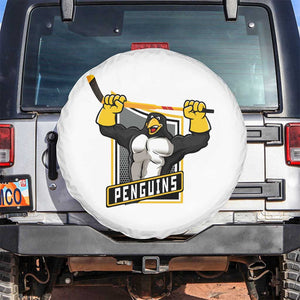 Funny Ice Hockey Player Gift Spare Tire Cover Penguin Power TS12 No hole White Print Your Wear