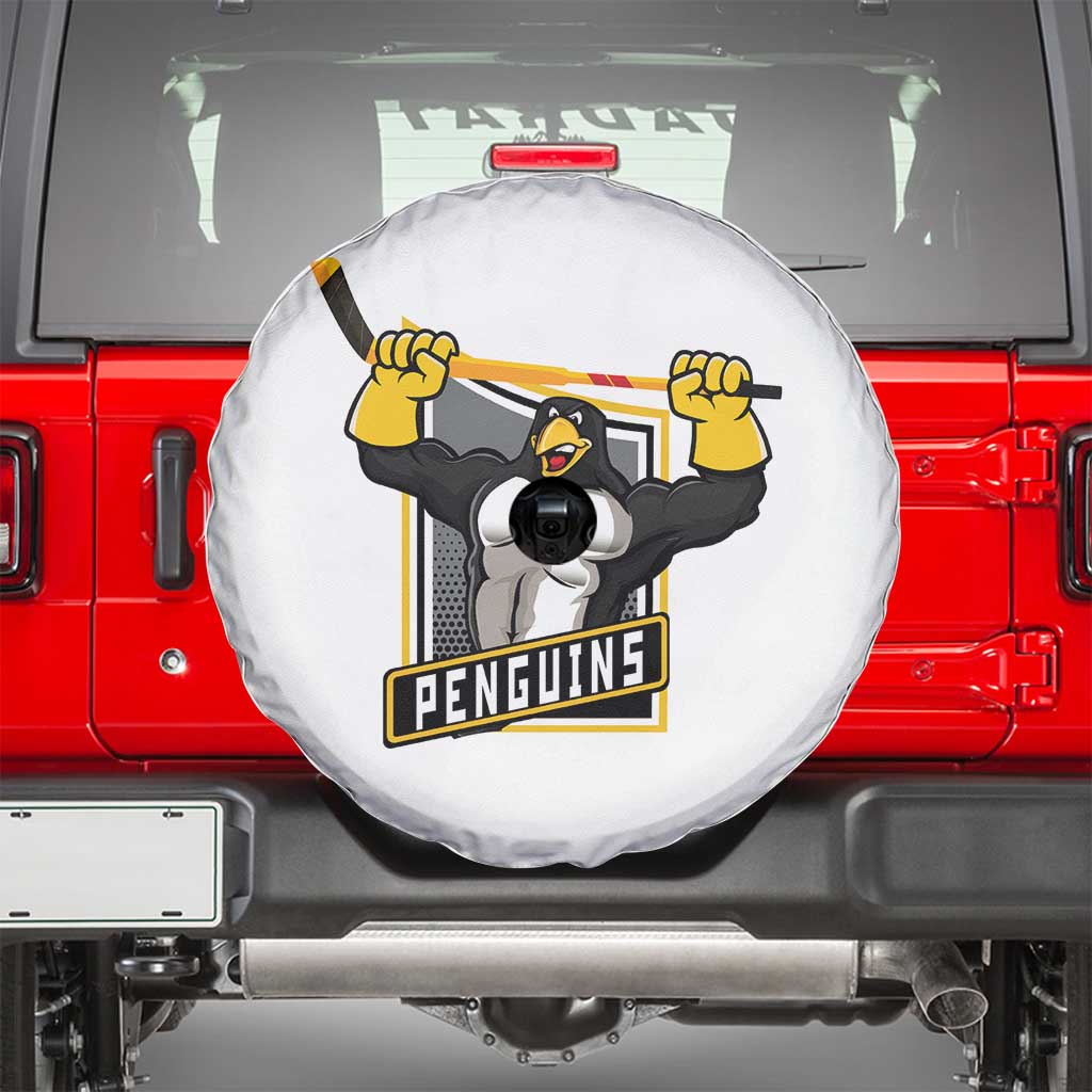 Funny Ice Hockey Player Gift Spare Tire Cover Penguin Power TS12 White Print Your Wear