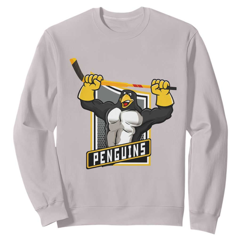Funny Ice Hockey Player Gift Sweatshirt Penguin Power TS12 Ice Gray Print Your Wear