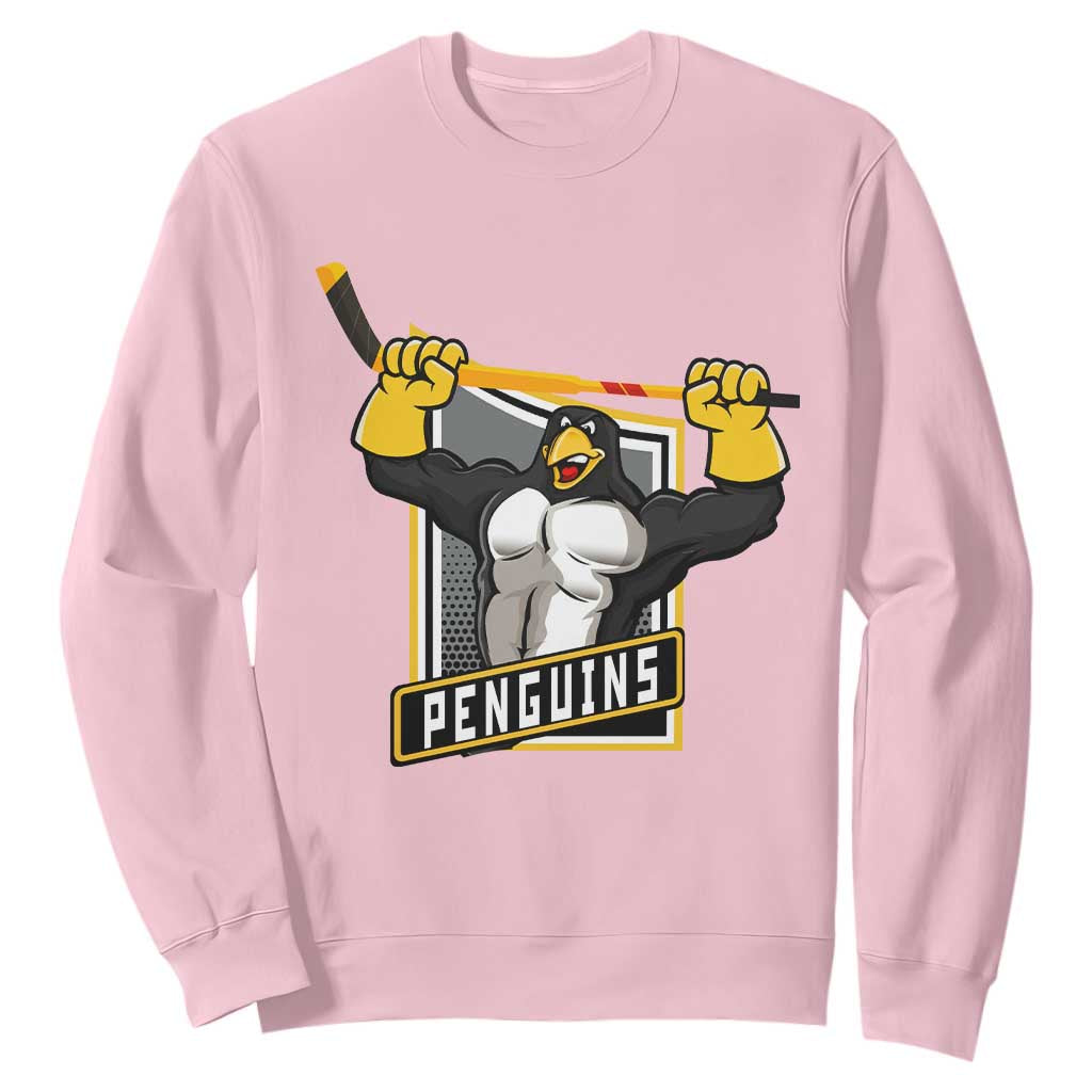 Funny Ice Hockey Player Gift Sweatshirt Penguin Power TS12 Light Pink Print Your Wear