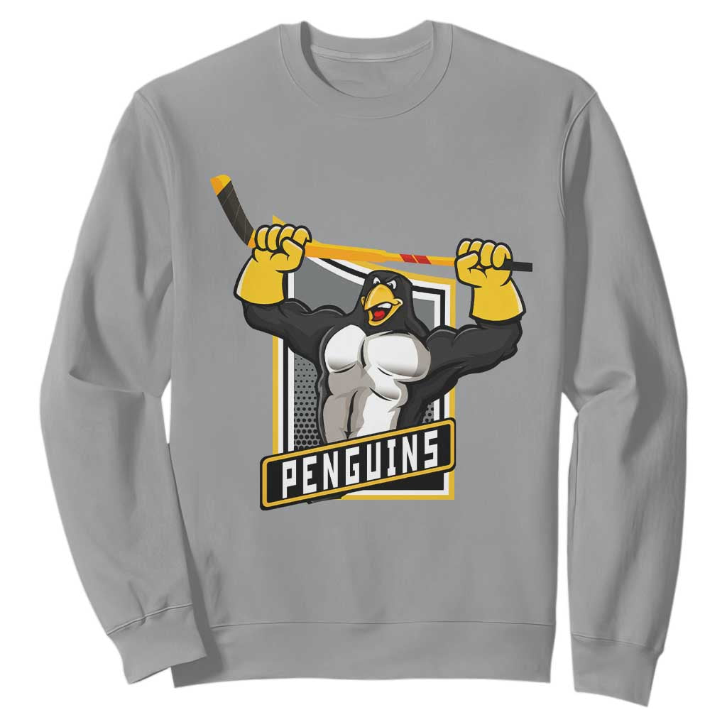 Funny Ice Hockey Player Gift Sweatshirt Penguin Power TS12 Sport Gray Print Your Wear