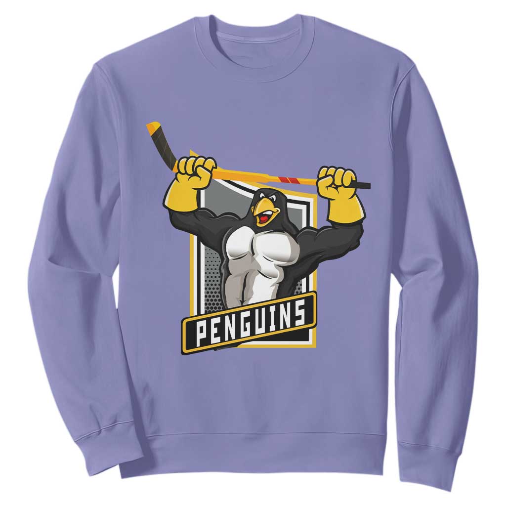 Funny Ice Hockey Player Gift Sweatshirt Penguin Power TS12 Violet Print Your Wear