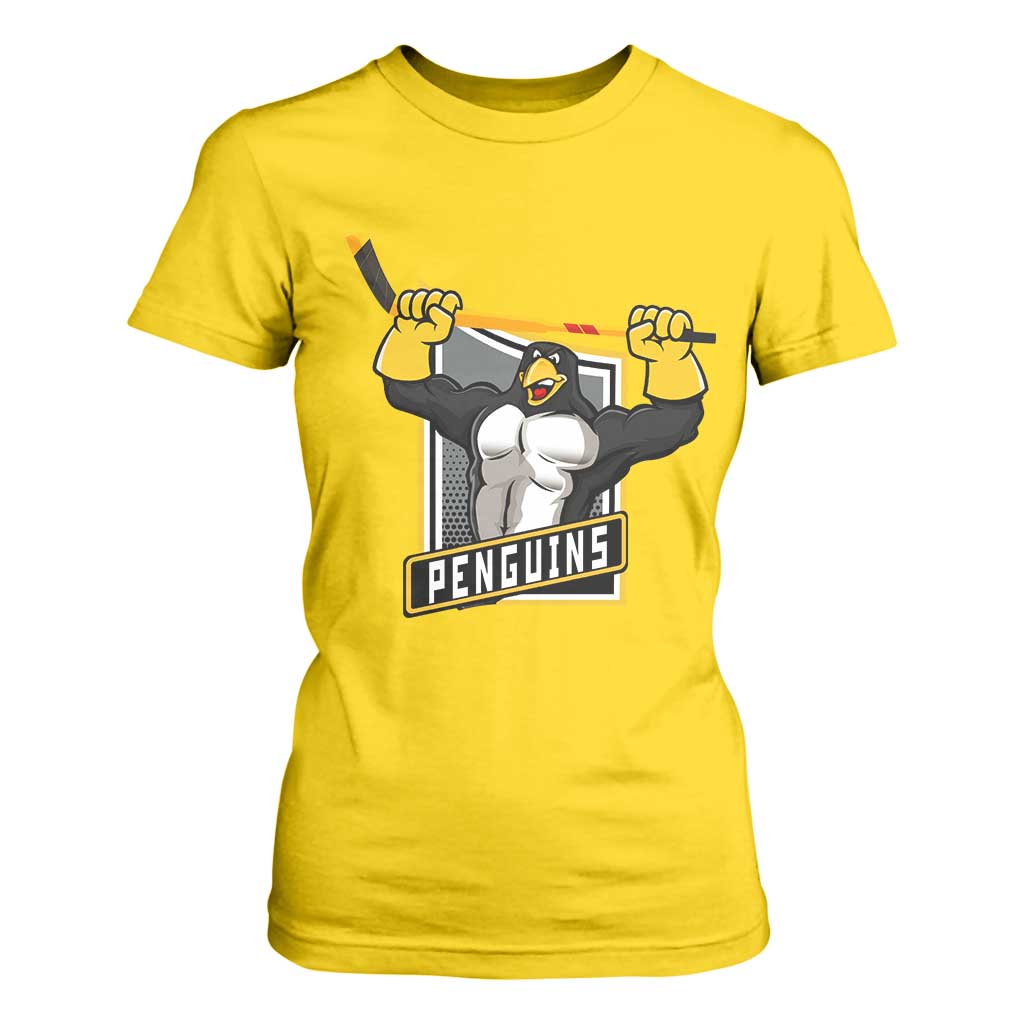 Funny Ice Hockey Player Gift T Shirt For Women Penguin Power TS12 Daisy Print Your Wear