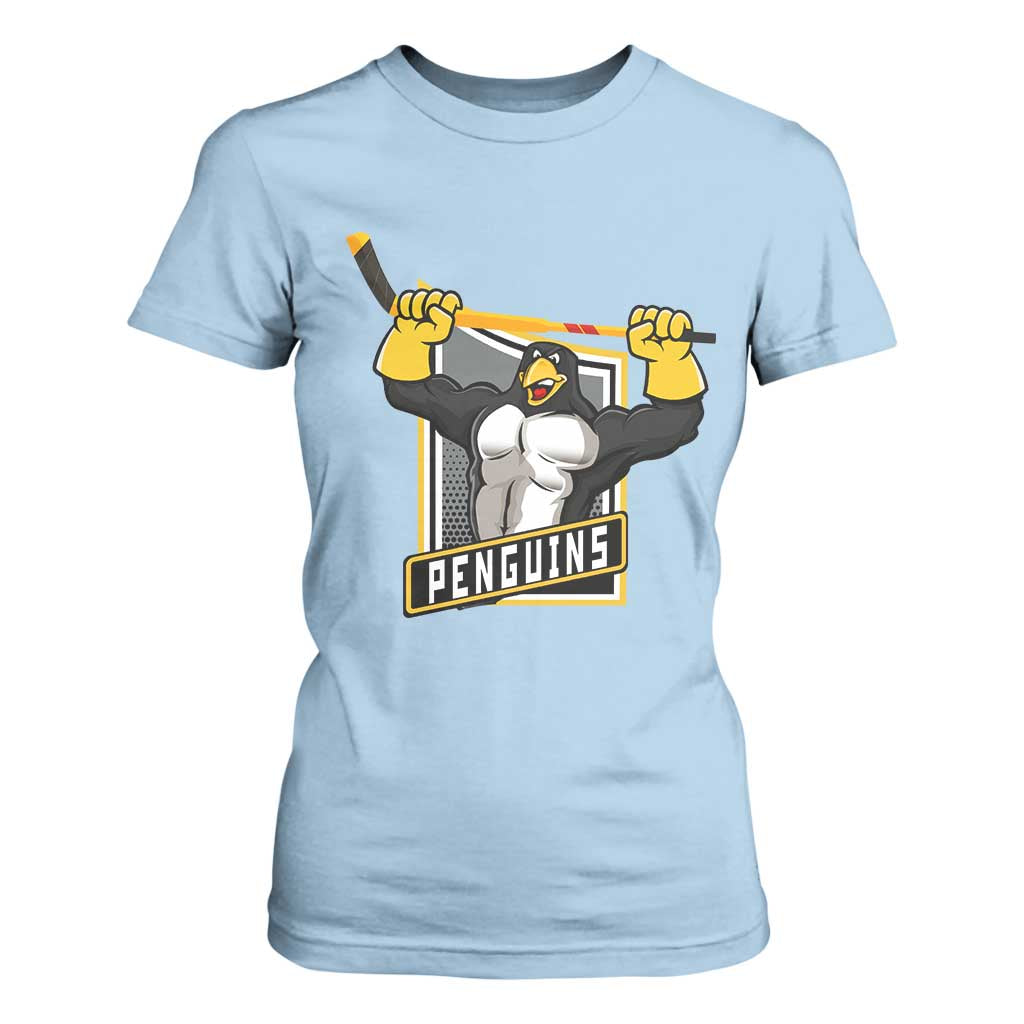 Funny Ice Hockey Player Gift T Shirt For Women Penguin Power TS12 Light Blue Print Your Wear