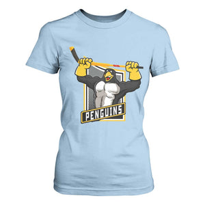 Funny Ice Hockey Player Gift T Shirt For Women Penguin Power TS12 Light Blue Print Your Wear