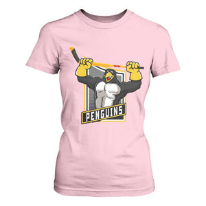 Funny Ice Hockey Player Gift T Shirt For Women Penguin Power TS12 Light Pink Print Your Wear