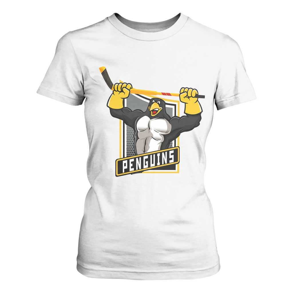 Funny Ice Hockey Player Gift T Shirt For Women Penguin Power TS12 White Print Your Wear