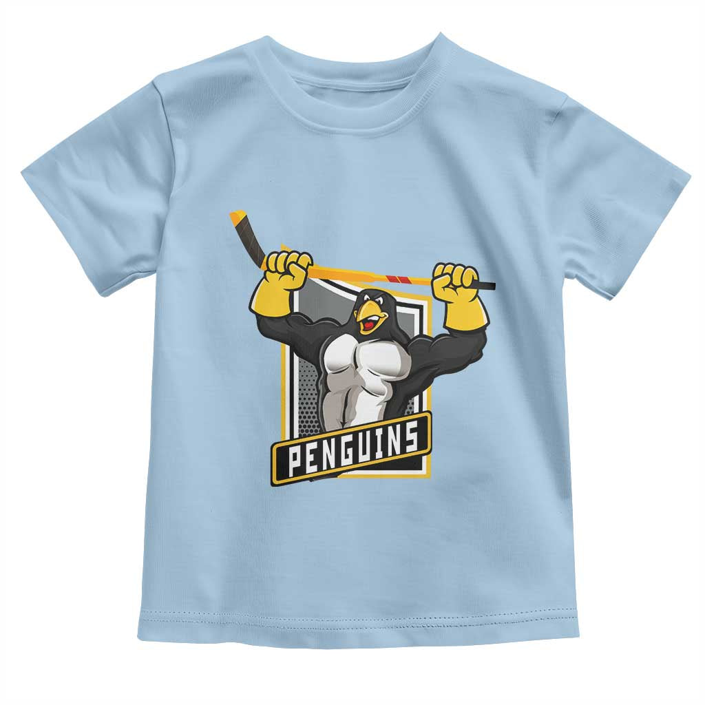 Funny Ice Hockey Player Gift Toddler T Shirt Penguin Power TS12 Light Blue Print Your Wear