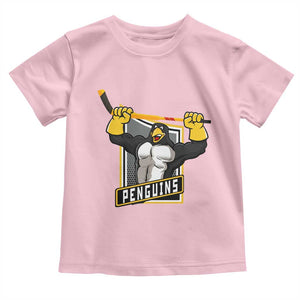 Funny Ice Hockey Player Gift Toddler T Shirt Penguin Power TS12 Light Pink Print Your Wear