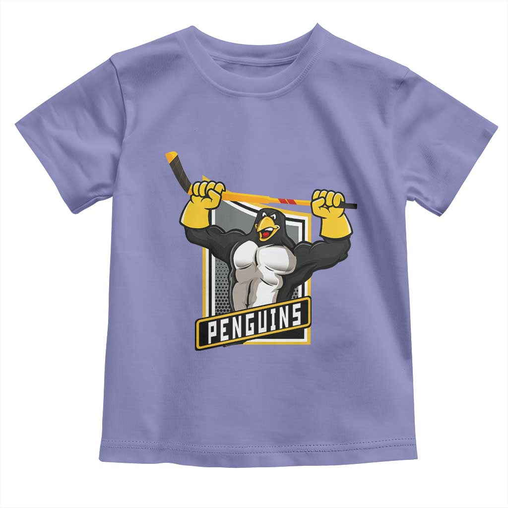 Funny Ice Hockey Player Gift Toddler T Shirt Penguin Power TS12 Violet Print Your Wear