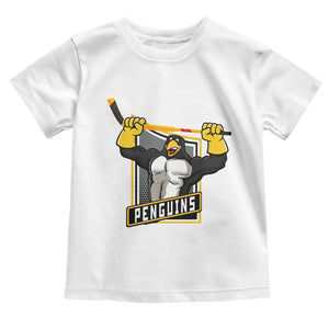 Funny Ice Hockey Player Gift Toddler T Shirt Penguin Power TS12 White Print Your Wear