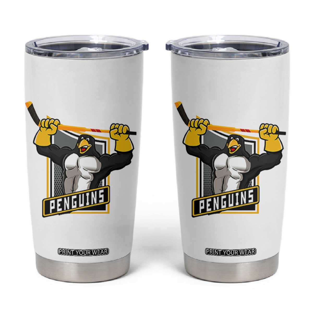 Funny Ice Hockey Player Gift Tumbler Cup Penguin Power TS12 White Print Your Wear