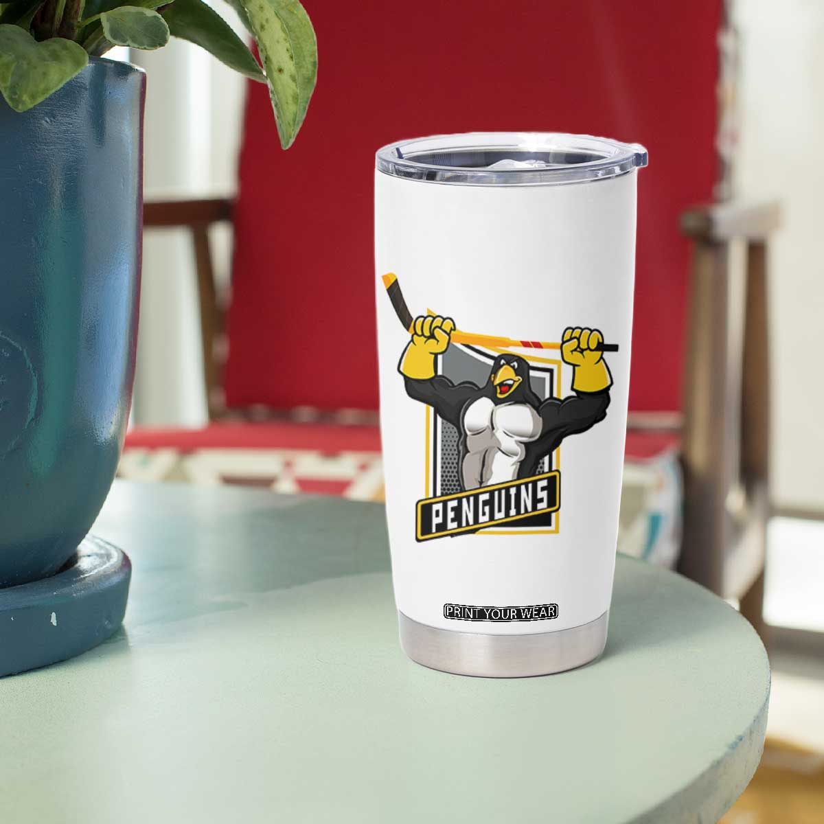 Funny Ice Hockey Player Gift Tumbler Cup Penguin Power TS12 Print Your Wear