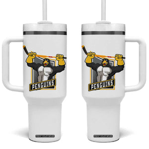 Funny Ice Hockey Player Gift Tumbler With Handle Penguin Power TS12 One Size: 40 oz White Print Your Wear