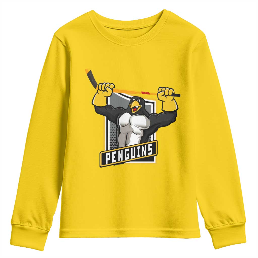 Funny Ice Hockey Player Gift Youth Sweatshirt Penguin Power TS12 Daisy Print Your Wear