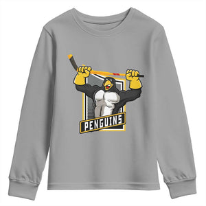 Funny Ice Hockey Player Gift Youth Sweatshirt Penguin Power TS12 Sport Gray Print Your Wear