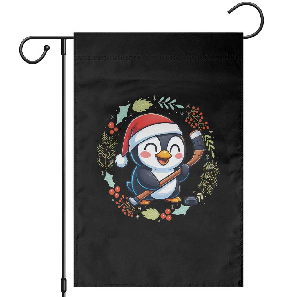 Cute Penguin Playing Ice Hockey Garden Flag Funny Christmas Gift TS12 Black Print Your Wear