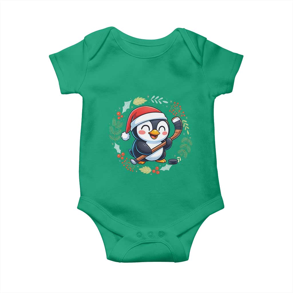 Cute Penguin Playing Ice Hockey Baby Onesie Funny Christmas Gift TS12 Irish Green Print Your Wear