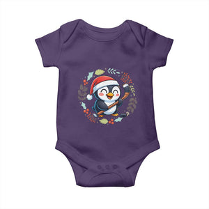 Cute Penguin Playing Ice Hockey Baby Onesie Funny Christmas Gift TS12 Purple Print Your Wear